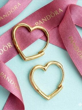 Pandora Asymmetrical Gold Hoop Earrings - Women Jewelry